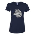 thumbnail image 2 of Black and White Mosaic Retro Snow Wolf Animal Lover Womens Graphic T-Shirt, Navy, 3XL, 2 of 4