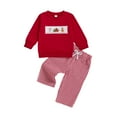 thumbnail image 5 of UngA Christmas Outfit Baby Boy Christmas Outfit Toddler Winter Clothes Santa Long Sleeve Crewneck Sweatshirts + Pants Clothing Sets Red,2-3 Years, 5 of 5