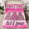 thumbnail image 2 of Homewish Fashion Xmas Tree Full Size Sheets for Girls, Glitter Sequin Print Bed Sheets, Christmas Snowflake Sheet Sets, Lightweight Room Decor, 4pcs, 2 of 7