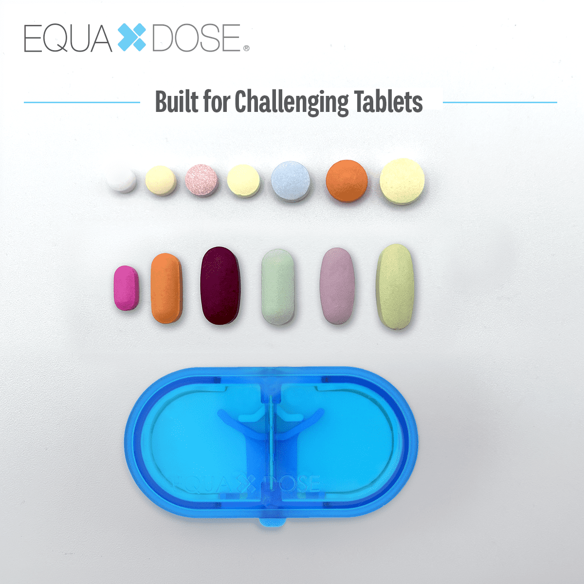 Equadose Precision Pill Splitter with Centering Guide, Dual Stainless-Steel Blades for Small & Large Tablets
