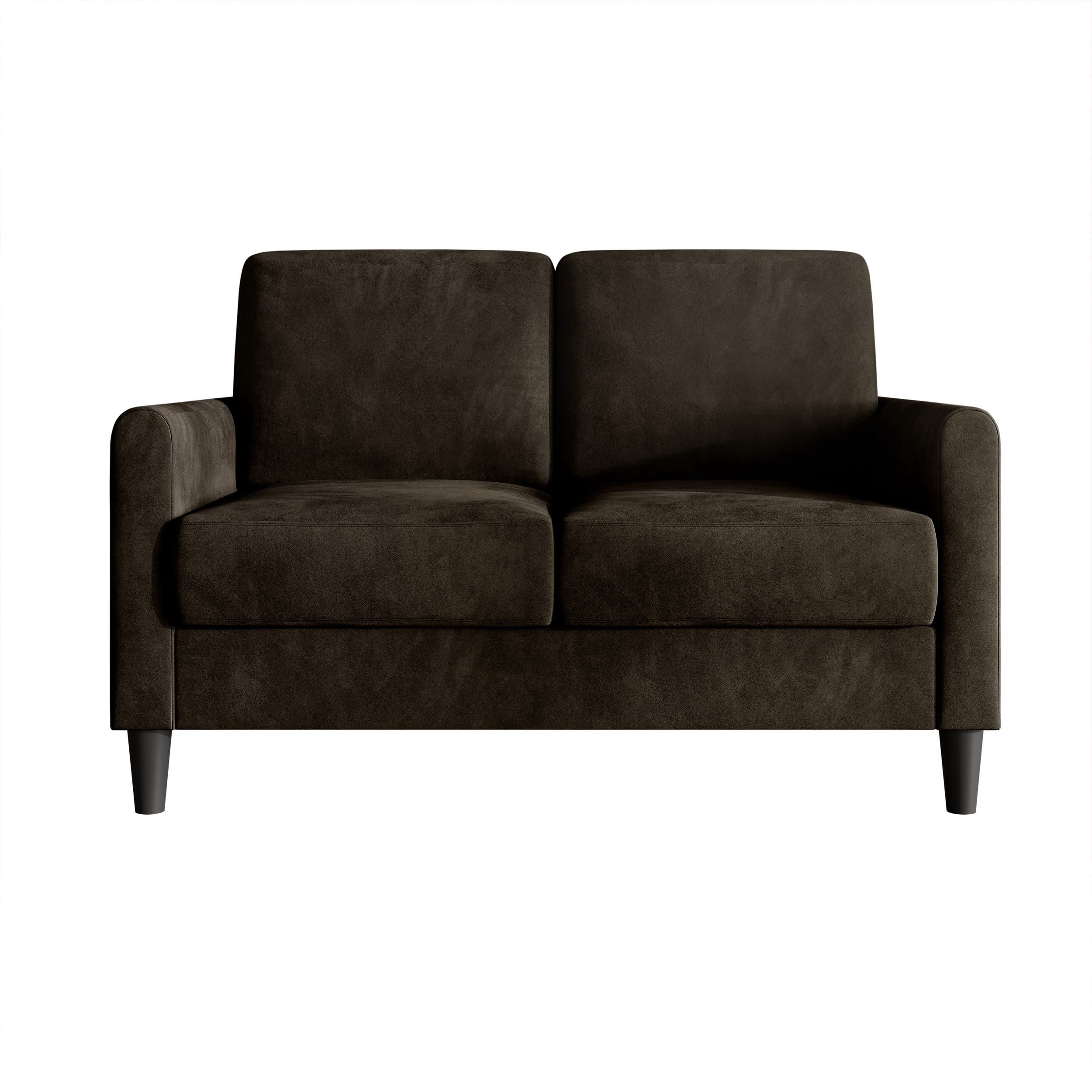 Home Design Goliad Velvet Arm Loveseat with Pocket Spring, Soft Cushions, Clean Lines Design, Brown