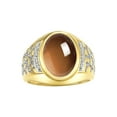 thumbnail image 1 of RYLOS Men's Rings 14K Yellow Gold Nugget Ring with Cabochon Gemstone & Diamonds Smoky Quartz Rings For Men Size 13, 1 of 7