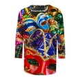 thumbnail image 5 of Penkiiy Blouse Carnaval Manches 3/4 Chemise de Printemps Quotidienne Tee Imprimé Masque Blouse Mardi Gras Col Rond 2024 Tee Tunique Habillée m Multicolore, 5 of 5