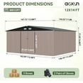 thumbnail image 5 of GVDV Outdoor Metal Storage Shed 14 x 12 ft, Storage House Metal Steel Utility Tool Shed with Lock and Door, for Garden, Patio, Lawn, Brown, 5 of 7