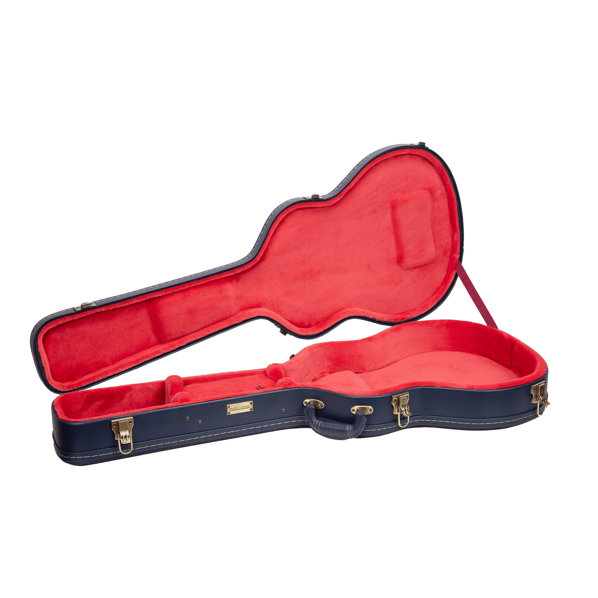 Crossrock Relief Series - Premium Wooden Case for 335 Style 6-string Semi-Hollow Electric Guitars, featuring a Highly Textured Surface and Mink Imitation Fleece Interior - Ocean Blue