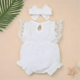 thumbnail image 5 of Maxcozy Baby Girl Ruffled Sleeveless Romper Bodysuit Jumpsuit Headband Set Summer Clothes Outfits, 5 of 6