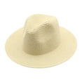 thumbnail image 1 of GDREDA Womens Beach Hat In Wide Brim Hats For Summer Sunshine Beach Trip Ivory And Brown Beige,One Size, 1 of 6