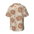 thumbnail image 6 of Lsque Groovy Disco Pumpkin print Men's Cuban Collar Short Sleeve Shirt Summer Beachwear Casual Button Down Fashionable Vacation Leisure Shirt-Large, 6 of 7