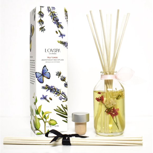 Lovspa Reed Diffuser Set Wild Flowers Scented Oil Diffuser With Sticks Home Fragrance Accessories For Bathroom Shelf Decor Aroma Diffusers For Home Or Office Desk Usa Made