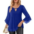 thumbnail image 4 of Maplenight Womens Sparkly Tops Dressy Ruffle 3/4 Sleeve Blouses Mesh Flowy Tunic Tops Elegant Party Evening Shirts, 4 of 8