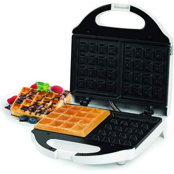 Salton Essentials - Belgian Style 2 Slice Waffle Maker, Nonstick Plates, White