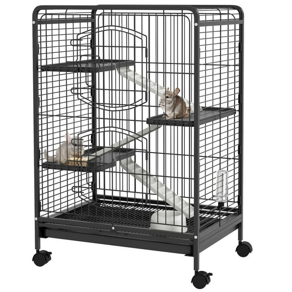 CoSoTower 4-Tier Small Animal Cage Pet Playpen for Rabbit Ferret Chinchilla on Wheels with Removable Tray Platform Ramp Food Dish Water Bottle, 24" x 17" x 37"