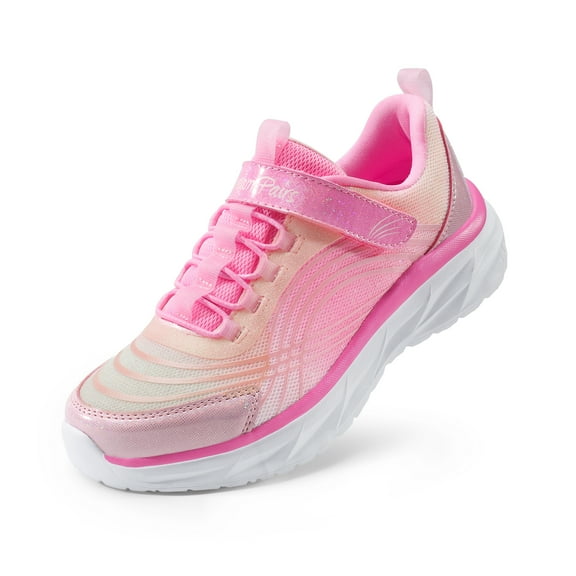 BURUDANI Girls ColorBurst Sparkle Lightweight Tennis Sneakers Kids Running/Walking Shoes for School & Play