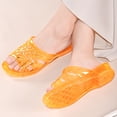 thumbnail image 4 of Womens Jelly Shoes, White Jellies Sandals Clear Flats Slip On Summer Beach Slippers Transparent Closed Toe Soft Slide, 4 of 5