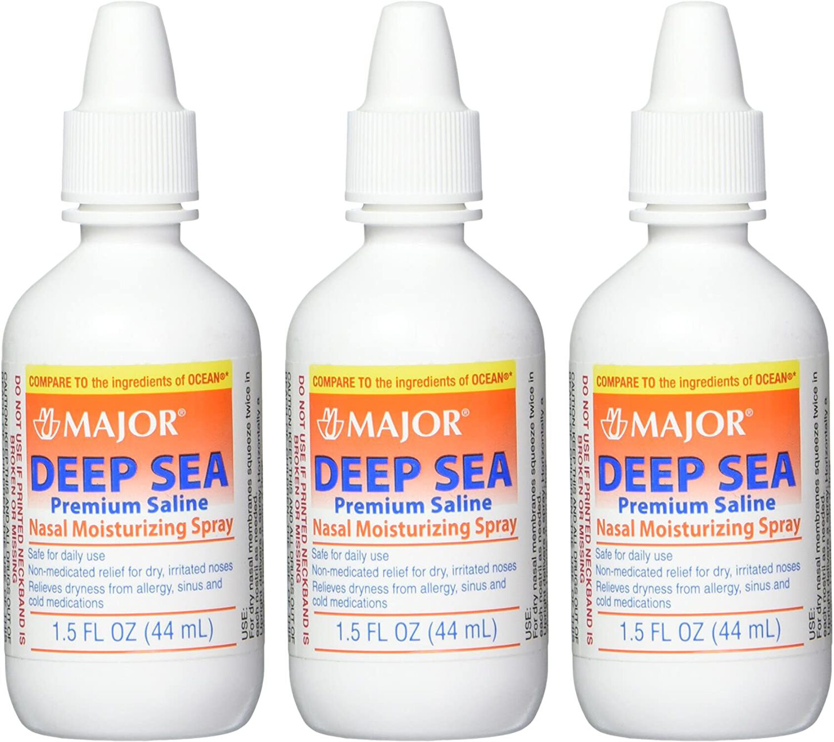 Major Deep Sea Premium Saline Nasal Moisturizing Spray 1.5oz 3Pack