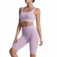 thumbnail image 2 of Lilgiuy Women's Trendy Casual Solid Color High Waist Elastic Shape Yoga Suit Sleeveless Vest+ Pants Two-piece Suit for Anniversary Graduation, 2 of 3