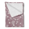 thumbnail image 2 of Natural Soft Flannel Fleece Throw Blanket, Floral Theme Abstract Flowers and Leaves Pattern in Monochrome Design, Cozy Plush for Indoor and Outdoor Use, 50" x 70", Pale Purple and White, by Ambesonne, 2 of 5