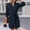 Navy, variant on Women's V-Neck Belted Midi Shirt Dresses Long Sleeve Button up Work Dress Pocket Detail Office Wear, Black