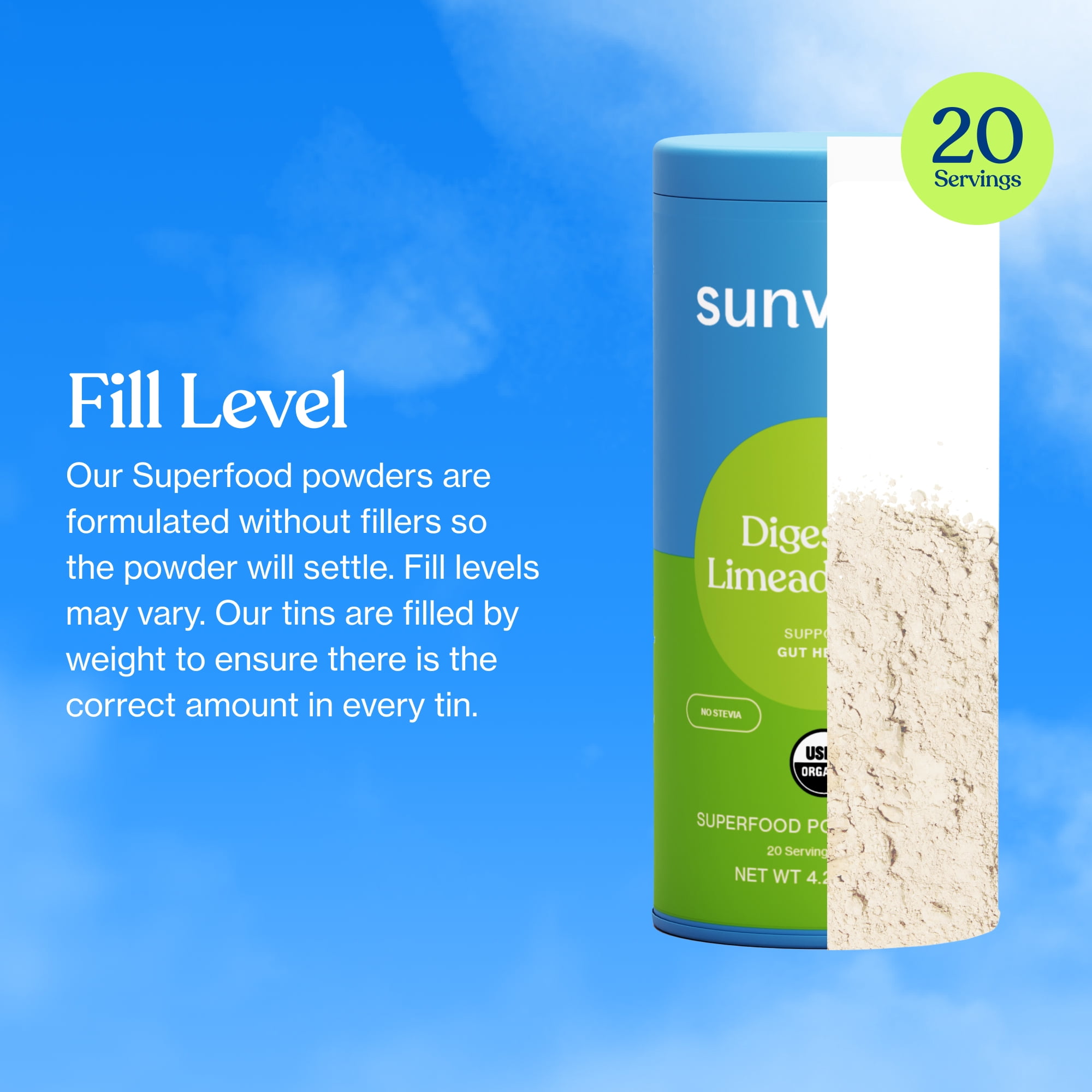 Sunwink Organic Superfood Powder for Digestion Limeade Fiber 4.2