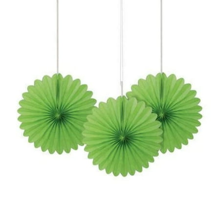 Unique Industries Lime Green Birthday 6" Flower Shaped Tissue Paper Hanging Pom Poms, 3 Count