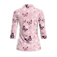 thumbnail image 3 of Uorisanigo Butterfly Flower Women's 3/4 Sleeve Athletic Golf Shirts Quarter Zip Quick Dry Athletic Polo Shirts Comfortable Soft Polyester Spandex Fabric Outing Wear Tennis Tops Size XL, 3 of 7