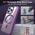 thumbnail image 4 of Allytechgroup iPhone 16 Pro Max Magnetic Case with Rotating Stand, Multi Angle Viewing Stand Anti-Scratch Compatible with Magsafe & Car Mount Phone Case for Apple iPhone 16 Pro Max, Purple, 4 of 7
