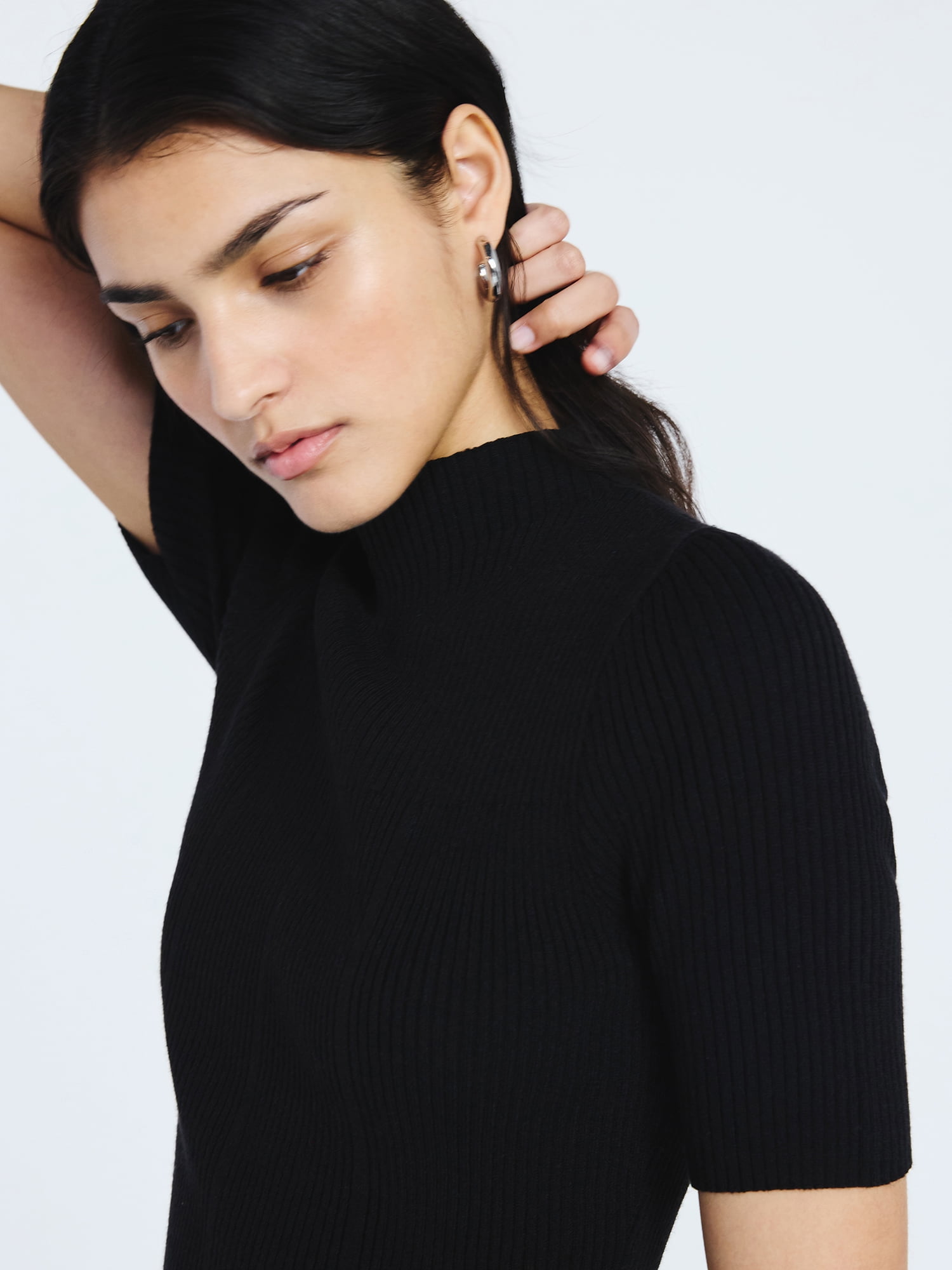 Scoop Women's Mini Sweater Dress with Elbow Length Sleeves, Sizes XS-XXL