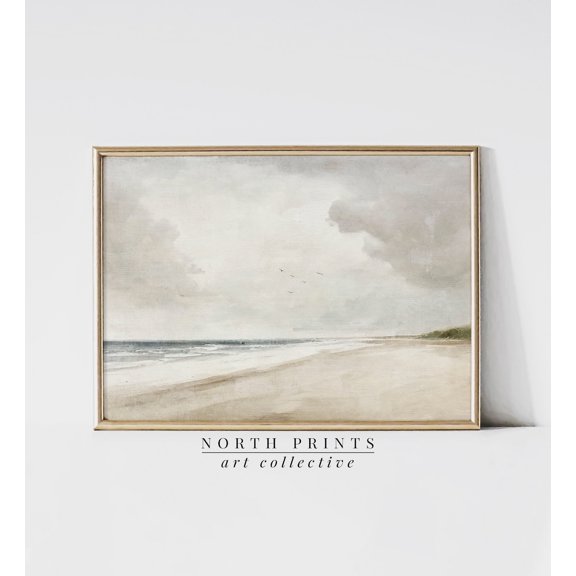Neutral Coastal Beach Muted Unframed Paper Print