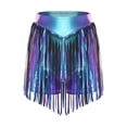 thumbnail image 3 of Doomiva Women's Metallic Booty Shorts Shiny Cheeky High Waisted Fringed Bottoms Hot Pants Blue XL, 3 of 5