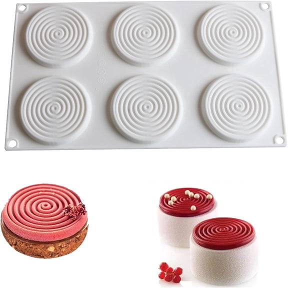 Prichor Spiral Silicone Molds for Baking Mousse Cake – 3D Tourbillon Silicone Baking Molds for French Dessert Pastry Chocolate Cupcake Ice Cream Cake Decoration Mold Spiral Shape (6-Cavity)