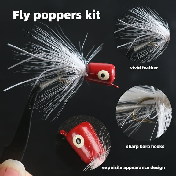 Fly Bass Hooks Fly Fishing Popper Lures For Sunfish Bluegill Crappie Bass Panfish Topwater Popper Fly Fishing 10 PCS