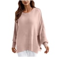 thumbnail image 1 of PEONAVET Chandail à Col Rond pour Femmes Mode Féminine Décontractée Ample Grande Taille Manches Longues Chandail Tricoté Chandail à Col Rond, 1 of 5