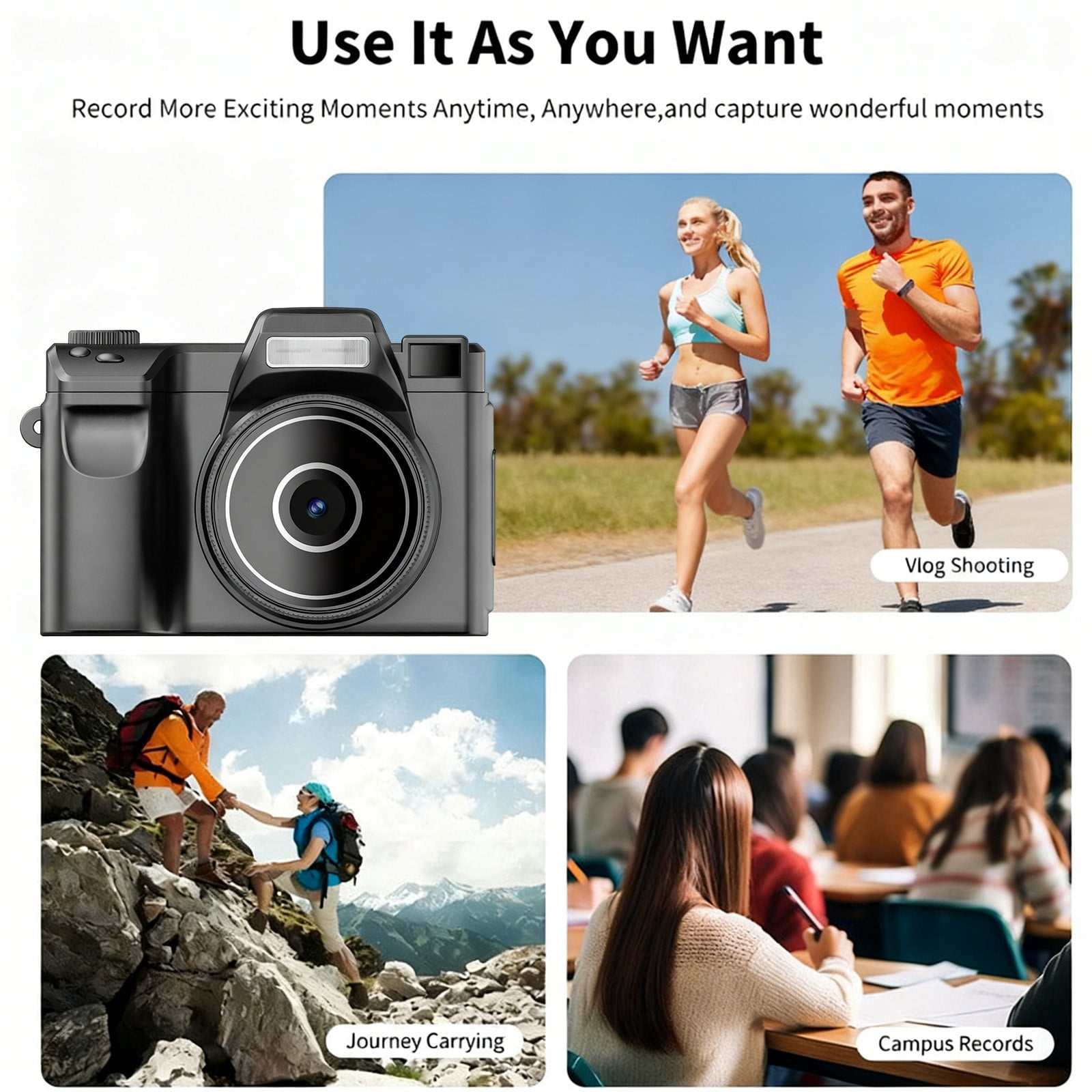 Lunxisen 2 Pcs Mini Camera 1080P HD Video Recorder, Digital Camcorder Long Battery Life, Ultra-Portable Tiny Camera for Travel Vlog Night Shots