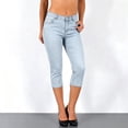 thumbnail image 7 of Timegard Capri Pants for Women Jeans Mid Waist Button Stretch Crop Denim Pants Slim Streetwear Fashion Capris, 7 of 7