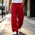 thumbnail image 6 of TKKCS Mens Baggy Sweatpants- Elastic Drawstring Waist Wide Leg Open Bottom Lounge Casual Sweat Pants Red Size L, 6 of 6