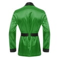 thumbnail image 4 of Zaldita Men's Smoking Jacket Satin Gown Robe Long Sleeve Short Kimono Smoking Robe Coat with Belt Green S, 4 of 7