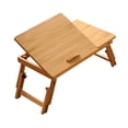thumbnail image 4 of Lipstore Foldable Table Laptop Lap Desk Rectangle Bamboo Portable Stand Adjustable Angle for Camping Balconies Computer Outdoor Picnic Light Brown Small, 4 of 8