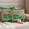 thumbnail image 2 of Saint Patrick's Day Outdoor Waterproof Pillow Covers, Luck Leaves Car Brown Wooden Plaid Decorative Square Throw Pillowcase Sofa Cushion Sham for Patio/Couch/Chair, 18"x18" 2 Pack, 2 of 8