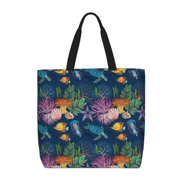 Balery Undersea Animals Bolsa de Mano para Mujeres con Cremallera, Bolsa de Gimnasio con Compartimentos, Bolsa para Laptop, Bolsa para Trabajo