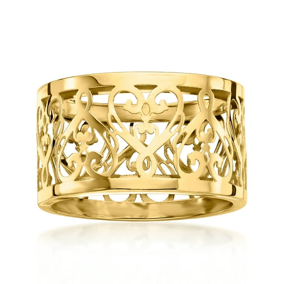 Ross-Simons Italian 14kt Yellow Gold Filigree Heart Ring, Women's, Adult