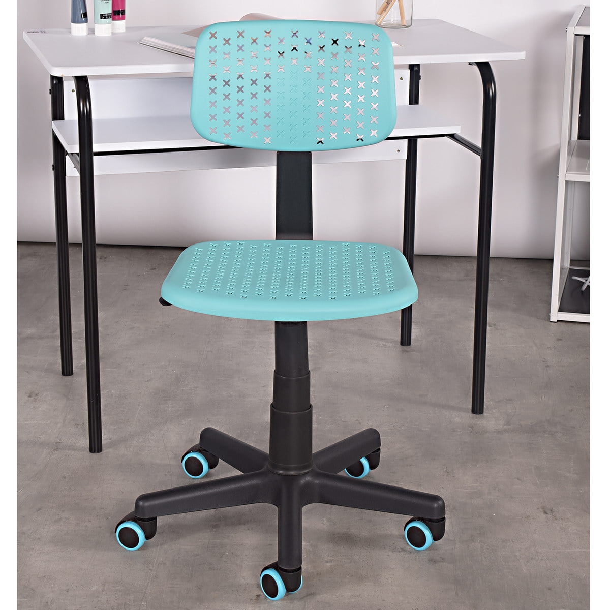 Private Jungle Plastic Children Student Chair, Low-Back Armless Adjustable Swivel Ergonomic Home Office Student Computer Desk Chair Light Blue Private Jungle Plastic Children Student Chair, Low-Back Armless Adjustable Swivel Ergonomic Home Office Student Computer Desk Chair Light Blue