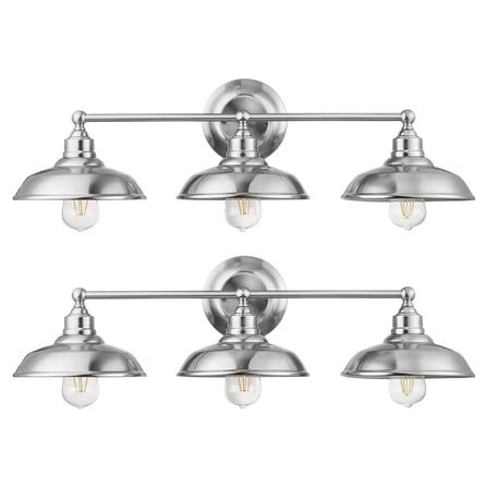 Prominence Home 2 Pack Lyndan 3 Light Industrial Bathroom Vanity, Brushed Nickel
