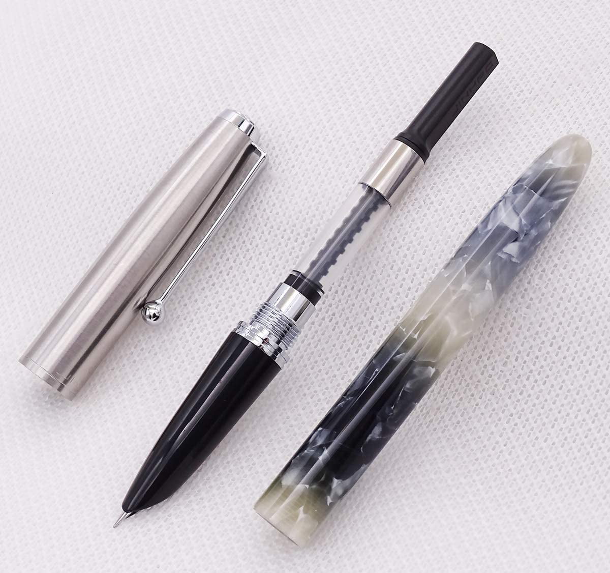 JINHAO 51A Celluloid Acrylic Fountain Pen Steel Cap Brand New Amber, Extra Fine Nib 0.38mm