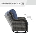 thumbnail image 6 of PARKWELL 5-Piece Outdoor Conversation Sets,Wicker Swivel Gliders with Ottomans,Side Table,Patio Seating Furniture with Blue Cushions,Gray Wicker, 6 of 9
