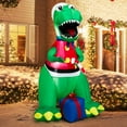 thumbnail image 2 of Costway 6FT Inflatable Christmas Dinosaur Dinosaur Decoration with LED Lights & Gift Box, 2 of 10