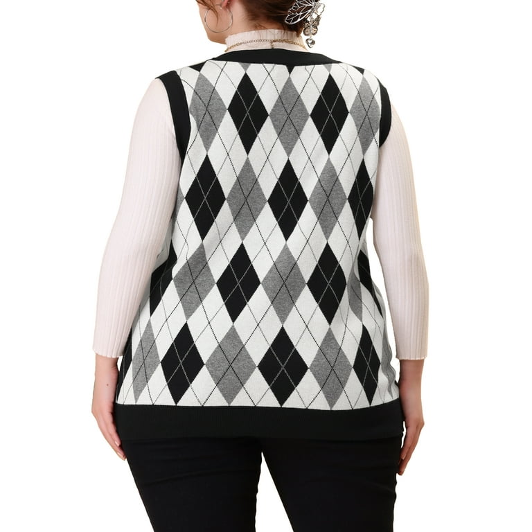 Black sweater vest top women's plus size