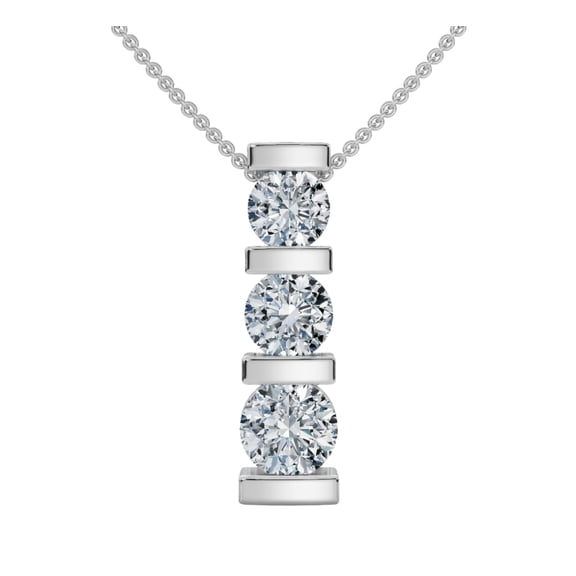Pompeii 1ct 3-Stone Diamond Bar Set Pendant 14 Karat White Gold (H/I,I2)