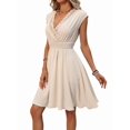 thumbnail image 3 of Women'S Lace Short Dress Ruffle Cap Sleeve V Neck Summer Boho A Line Dresses Color L, 3 of 9