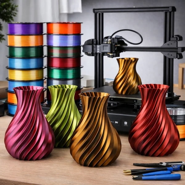 18 Rolls Dual Color Silk PLA Filament Set, 1.75mm Glossy Shiny Co-Extrusion 3D Printer Filament for Art & Decorative Prints