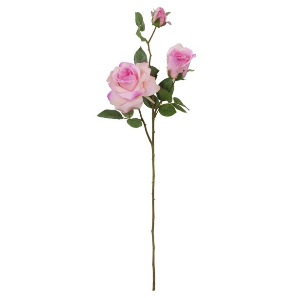 Mainstays 3 Heads Rose Spray Long Stem, Solid, Pink, 29.5" Walmart